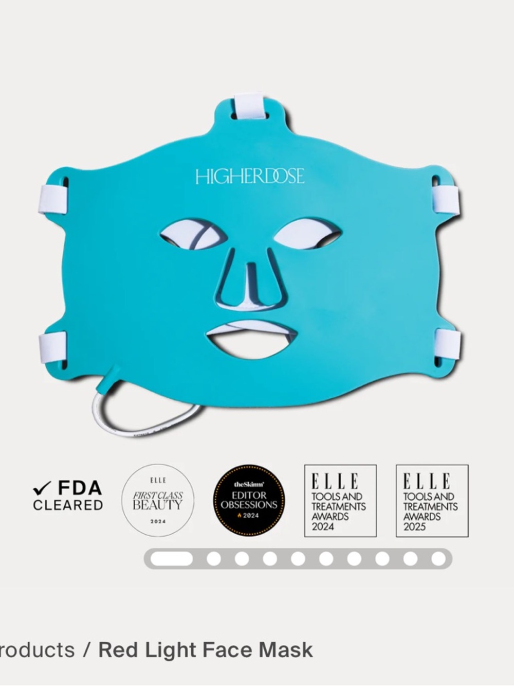 HigherDOSE Blue LED Facial Mask with White Straps